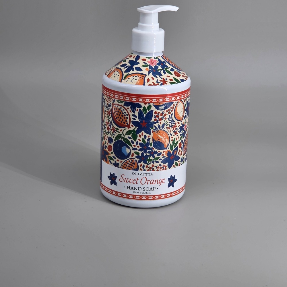 Olivetta Sweet Orange Hand Soap Unisex 21 5 oz Floral Print Pump Bottle Decor